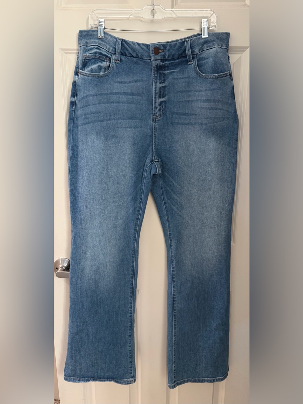 Arula Stretchy High Rise Baby Bootcut Jeans, Medium Blue, 14